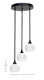 Empire Three Light Cluster Pendalier in Matte Black with 5.75" White Marble Shade