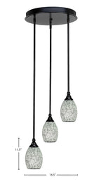 Empire Three Light Cluster Pendalier in Matte Black with 5" Black Fusion Shade