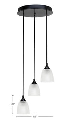 Empire Three Light Cluster Pendalier in Matte Black with 5" Clear Ribbed Shade