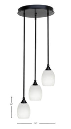 Empire Three Light Cluster Pendalier in Matte Black with 5" White Linen Shade