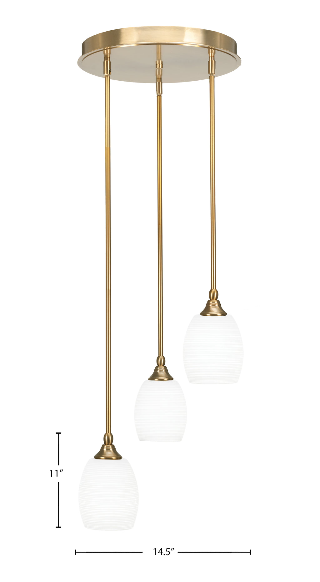 Empire Three Light Cluster Pendalier in New Age Brass with 5" White Matrix Shade