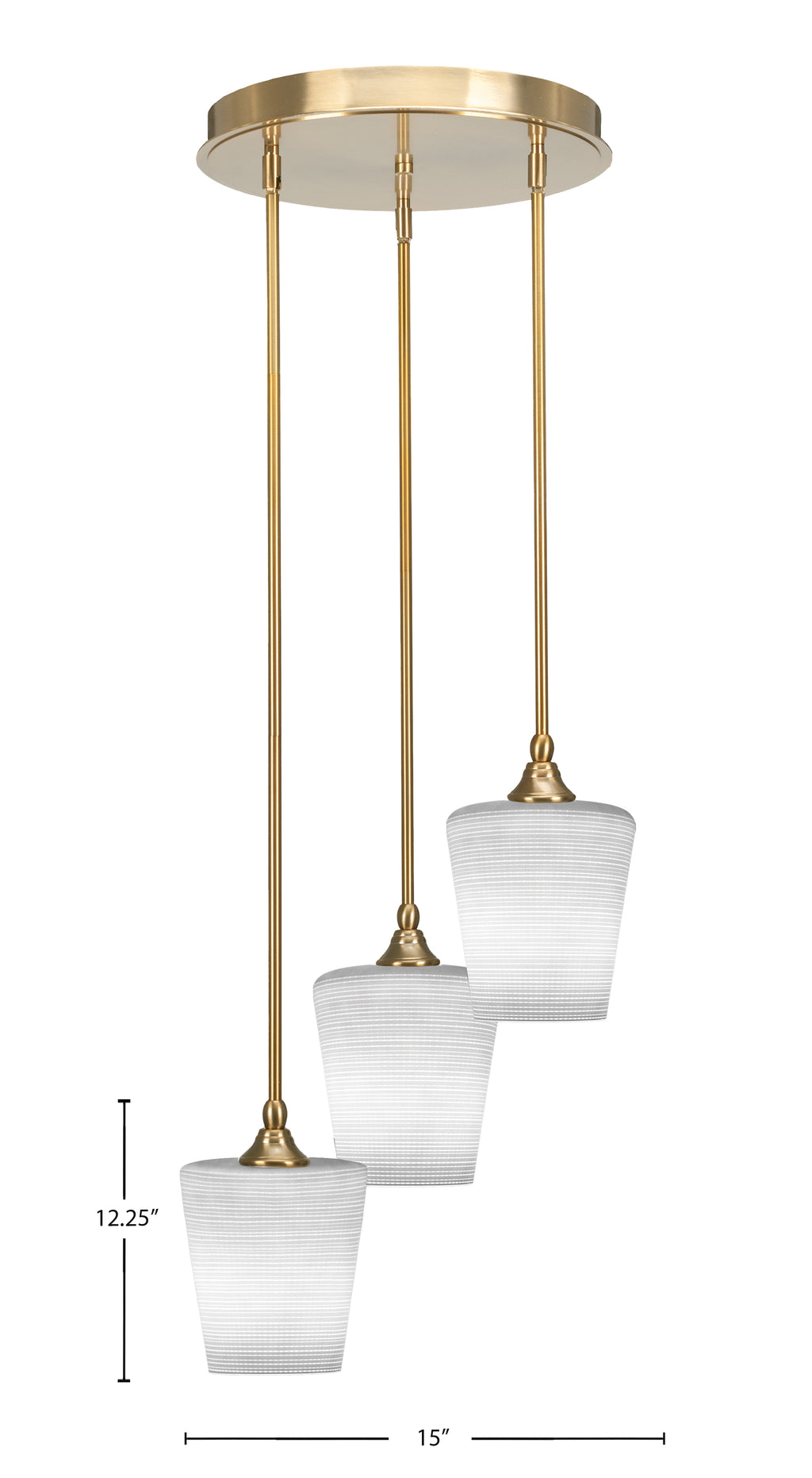 Empire Three Light Cluster Pendalier in New Age Brass with 6" White Matrix Shade