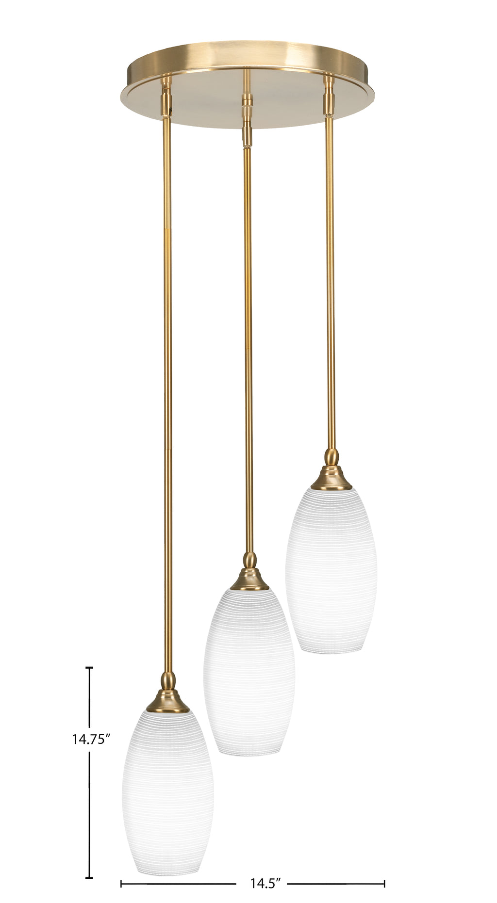 Empire Three Light Cluster Pendalier in New Age Brass with 5.5" White Matrix Shade