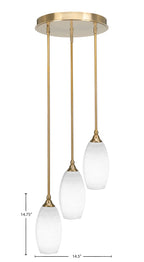 Empire Three Light Cluster Pendalier in New Age Brass with 5.5" White Matrix Shade