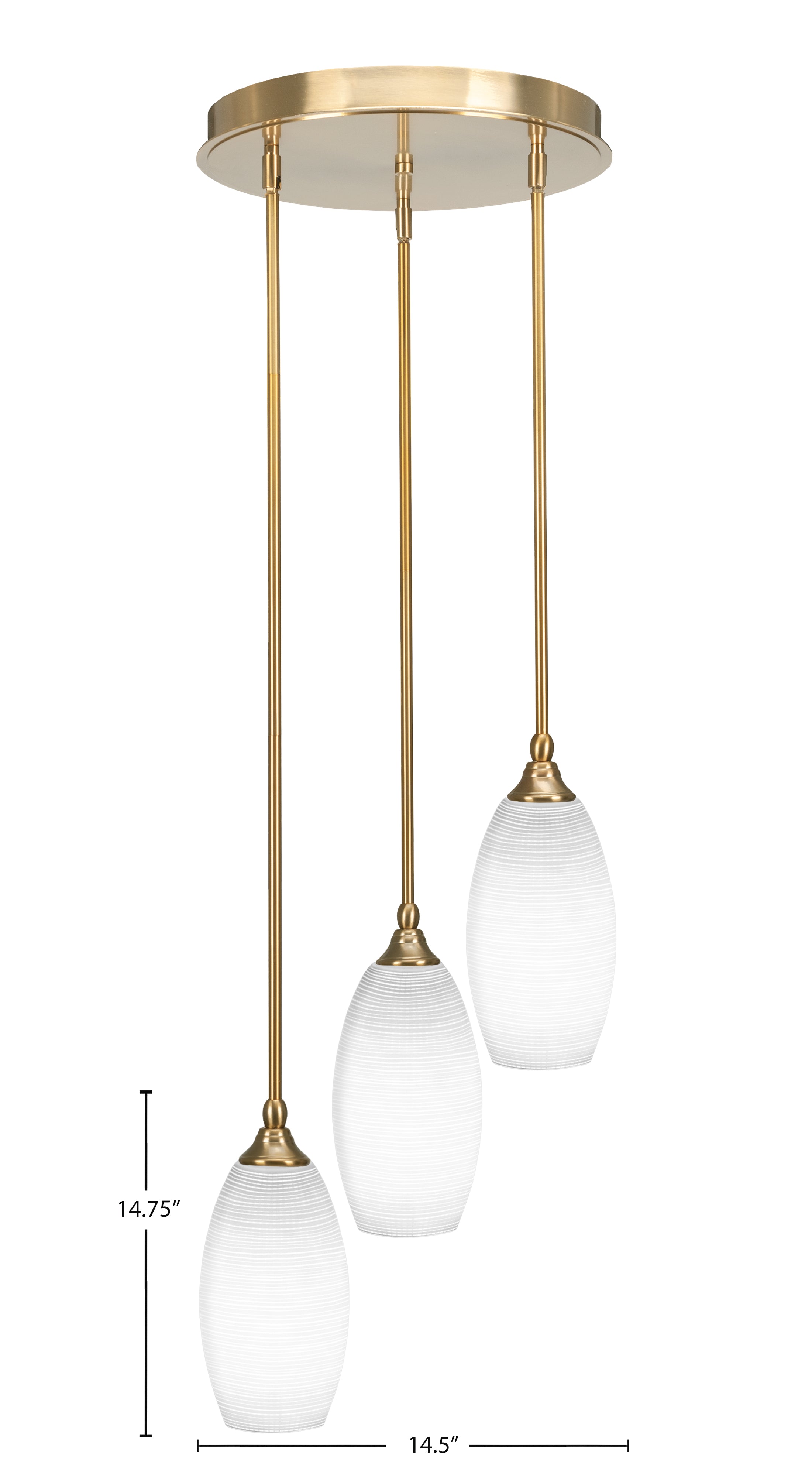 Empire Three Light Cluster Pendalier in New Age Brass with 5.5" White Matrix Shade