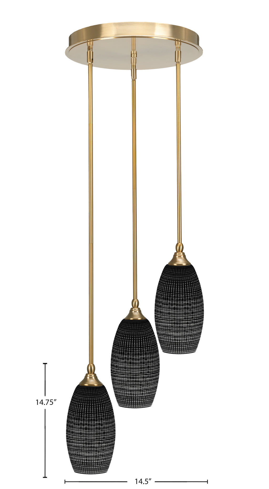 Empire Three Light Cluster Pendalier in New Age Brass with 5.5" Black Matrix Shade