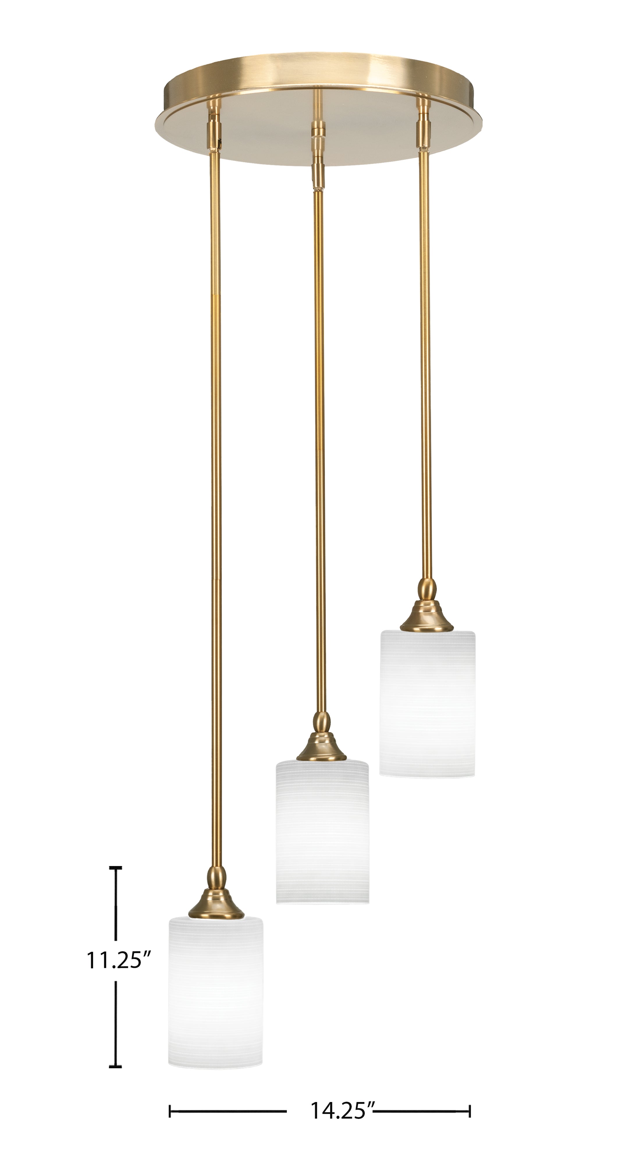 Empire Three Light Cluster Pendalier in New Age Brass with 4" White Matrix Shade