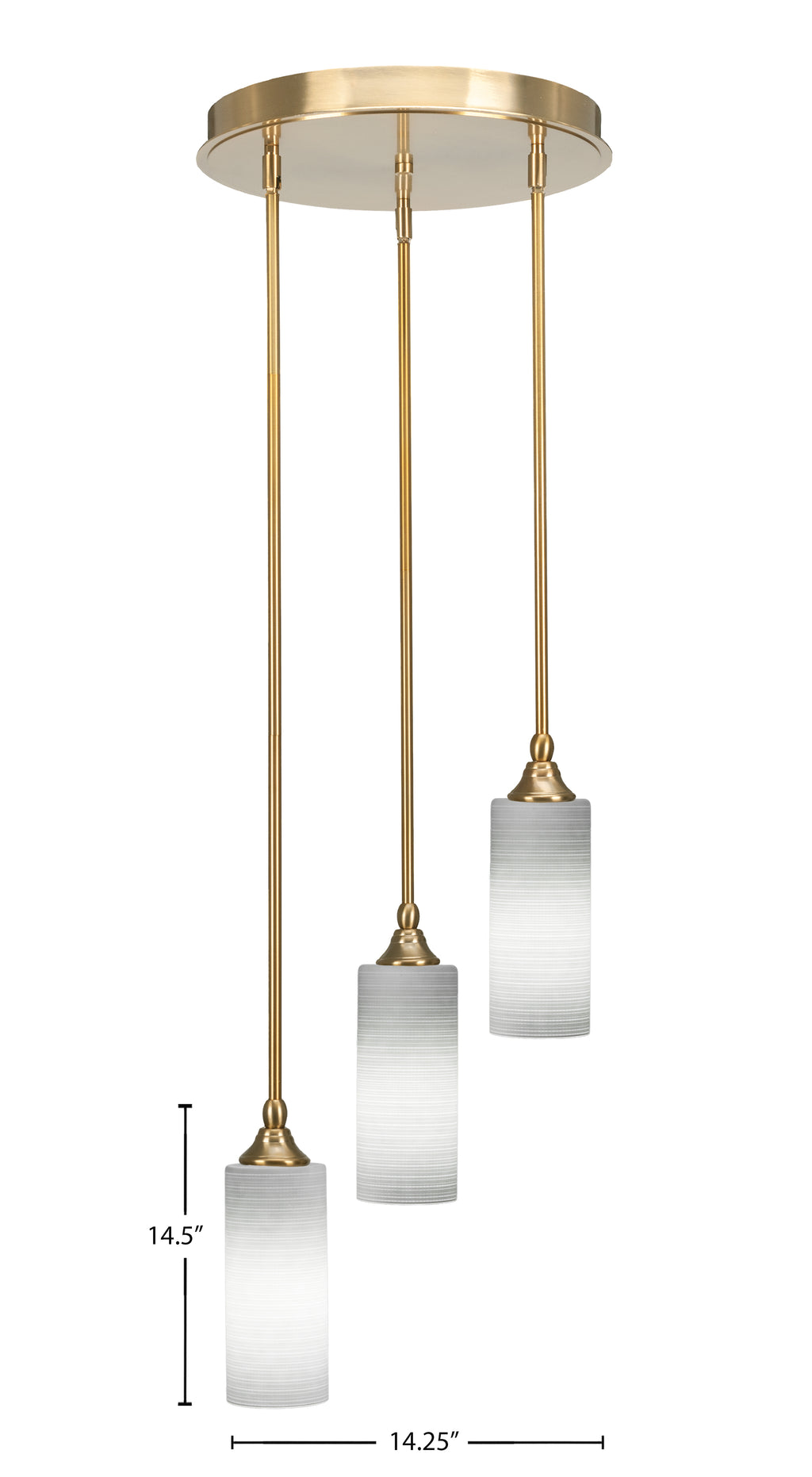 Empire Three Light Cluster Pendalier in New Age Brass with 4" White Matrix Shade