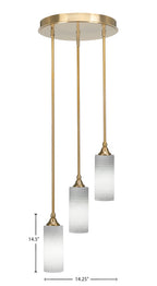 Empire Three Light Cluster Pendalier in New Age Brass with 4" White Matrix Shade