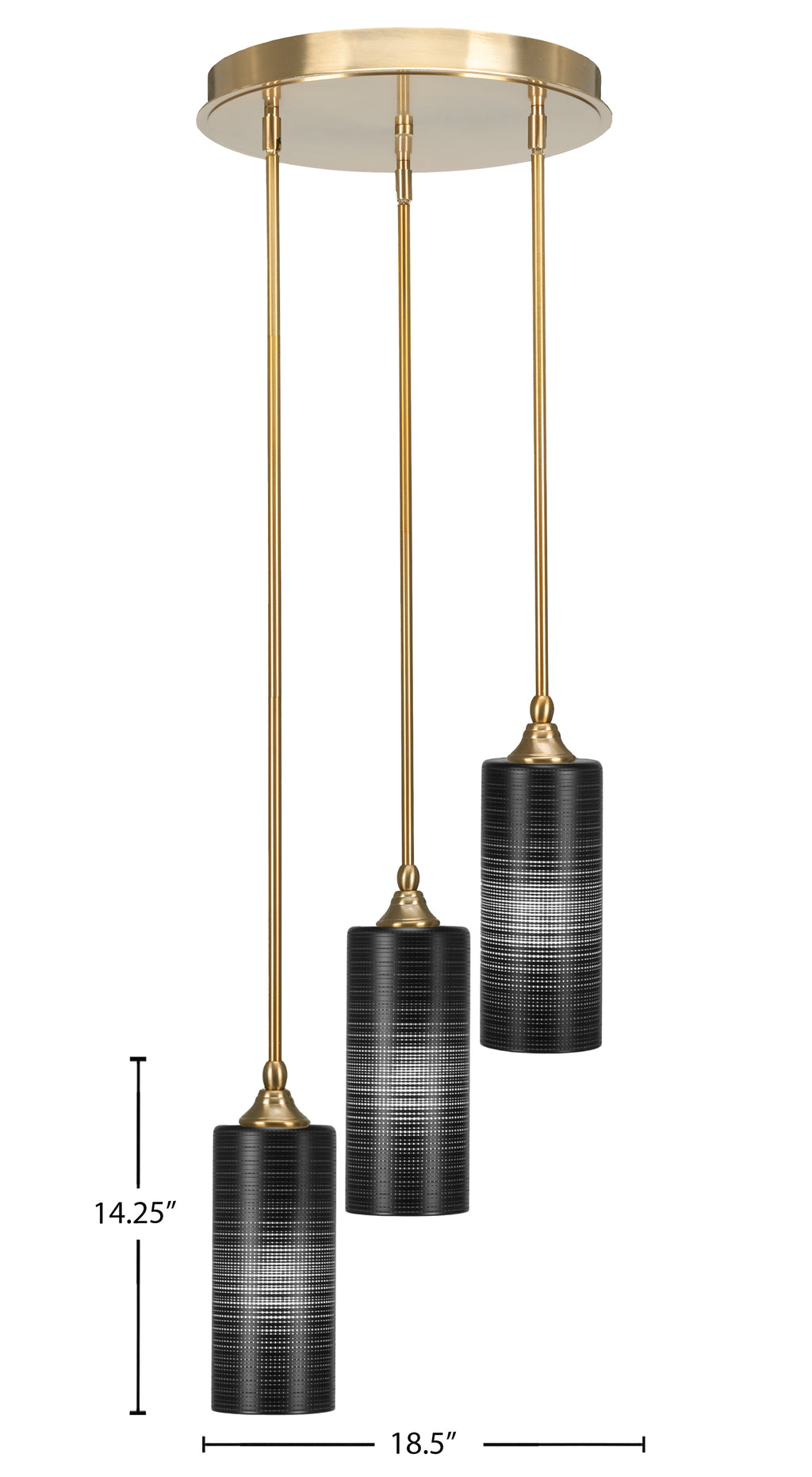 Empire Three Light Cluster Pendalier in New Age Brass with 4" Black Matrix Shade