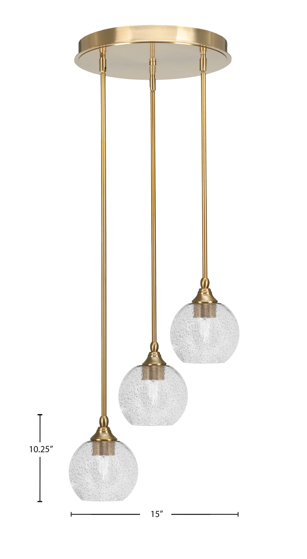 Empire Three Light Cluster Pendalier in New Age Brass with 5.75" Smoke Bubble Shade