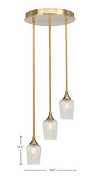 Empire Three Light Cluster Pendalier in New Age Brass with 5" Silver Textured Shade