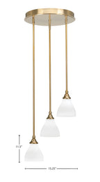 Empire Three Light Cluster Pendalier in New Age Brass with 6.25" White Marble Shade