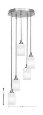 Empire Five Light Pendalier in Brushed Nickel with 4" White Marble Shade