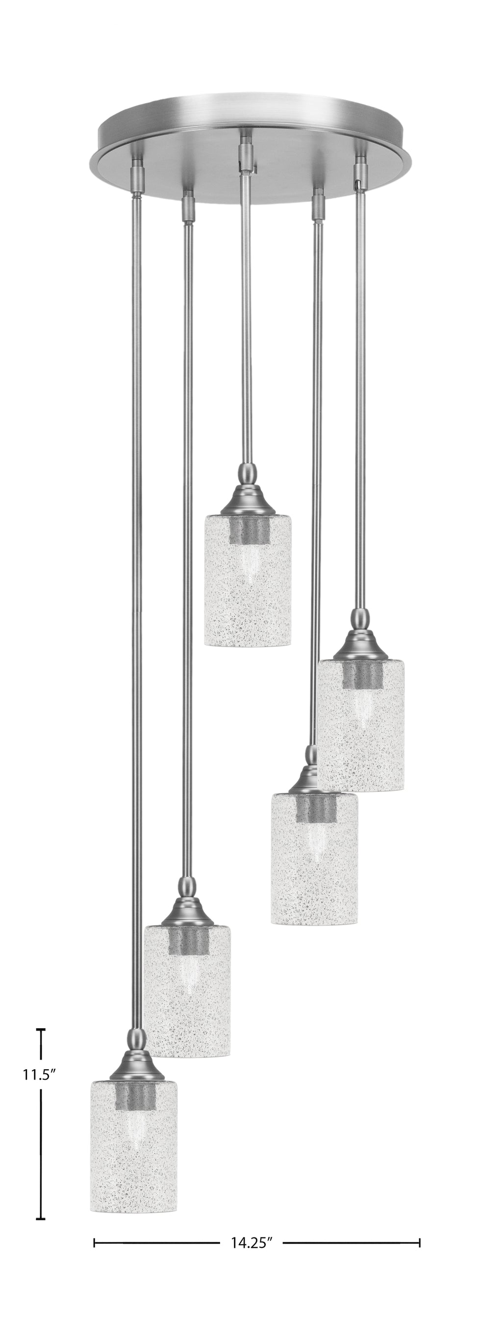 Empire Five Light Pendalier in Brushed Nickel with 4" Smoke Bubble Shade