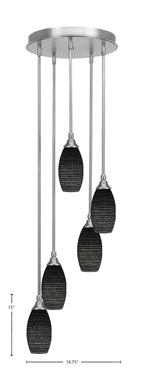Empire Five Light Pendalier in Brushed Nickel with 5.5" Black Matrix Shade