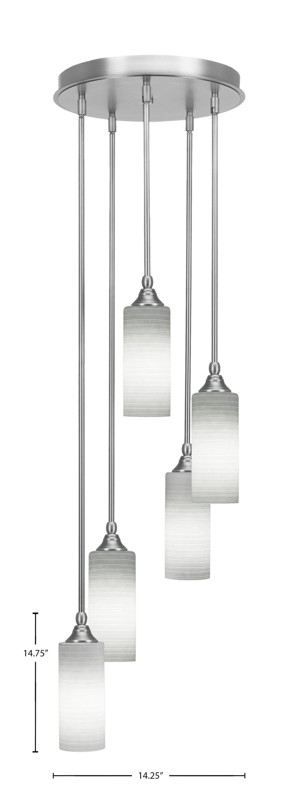 Empire Five Light Pendalier in Brushed Nickel with 4" White Matrix Shade