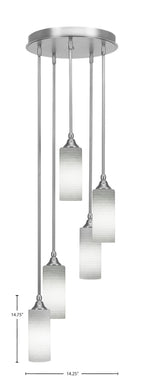 Empire Five Light Pendalier in Brushed Nickel with 4" White Matrix Shade