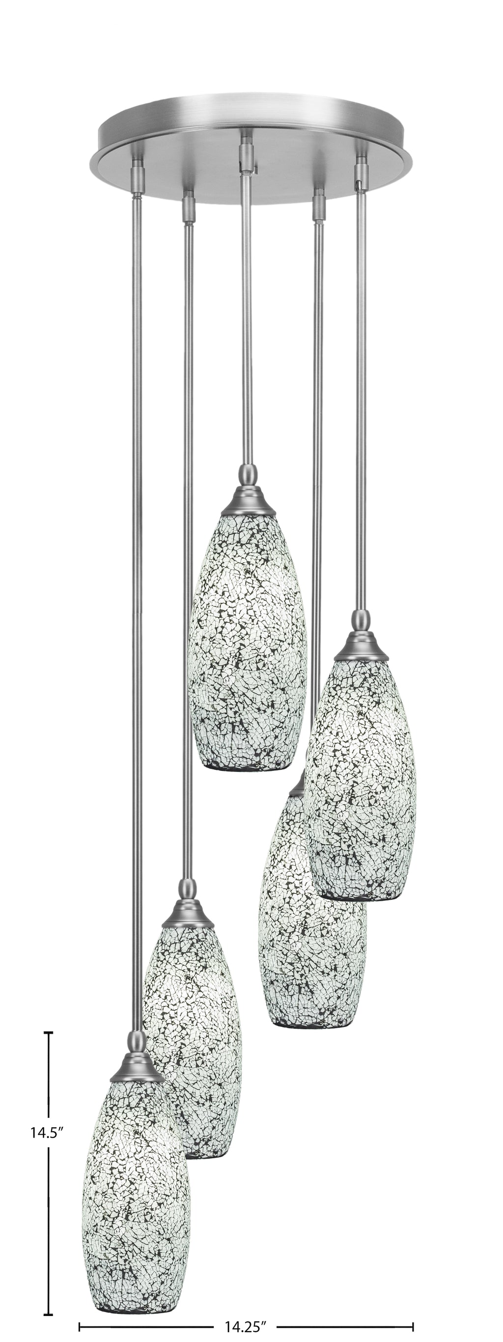 Empire Five Light Pendalier in Brushed Nickel with 5.5" Black Fusion Shade