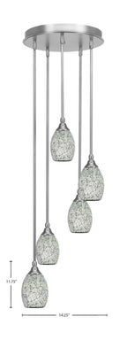 Empire Five Light Pendalier in Brushed Nickel with 5" Black Fusion Shade