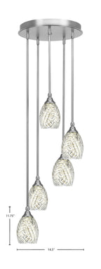 Empire Five Light Pendalier in Brushed Nickel with 5" Natural Fusion Shade