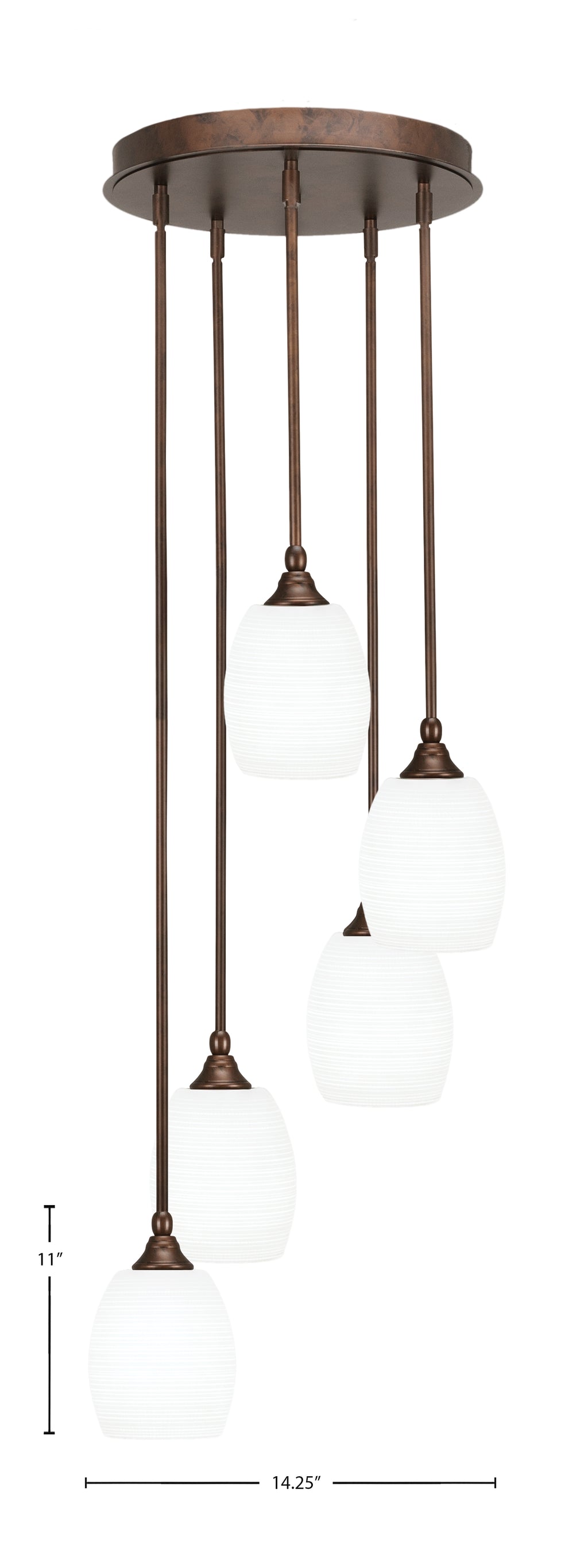 Empire Five Light Pendalier in Bronze with 5" White Matrix Shade