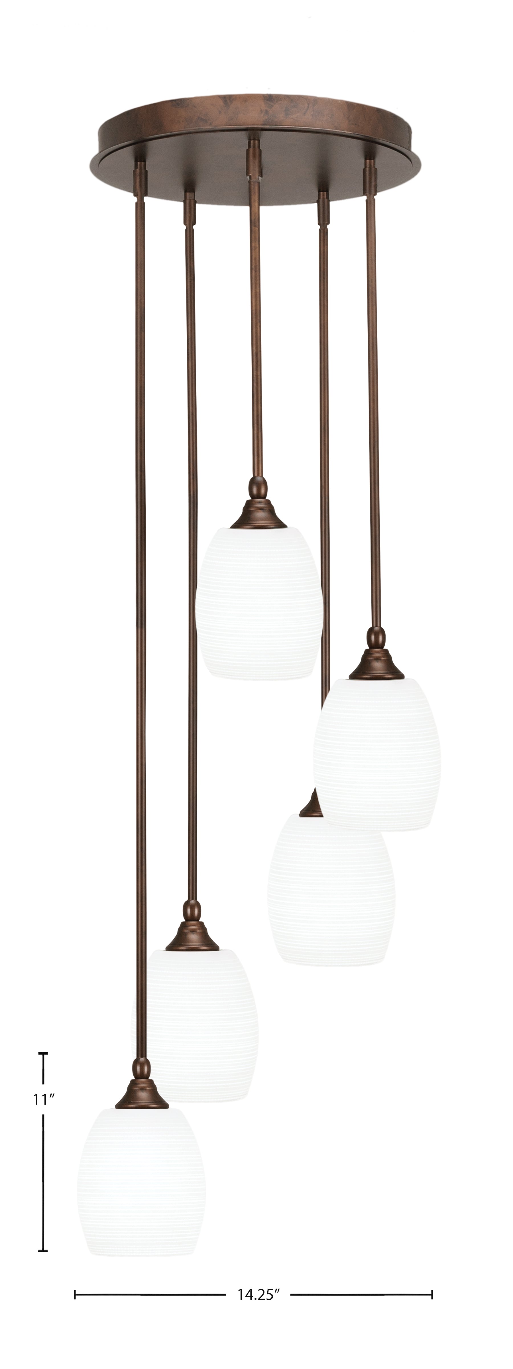 Empire Five Light Pendalier in Bronze with 5" White Matrix Shade