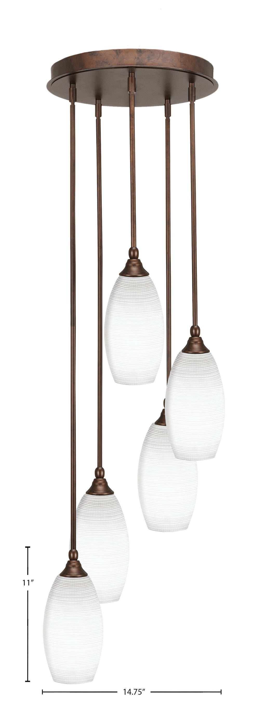 Empire Five Light Pendalier in Bronze with 5.5" White Matrix Shade