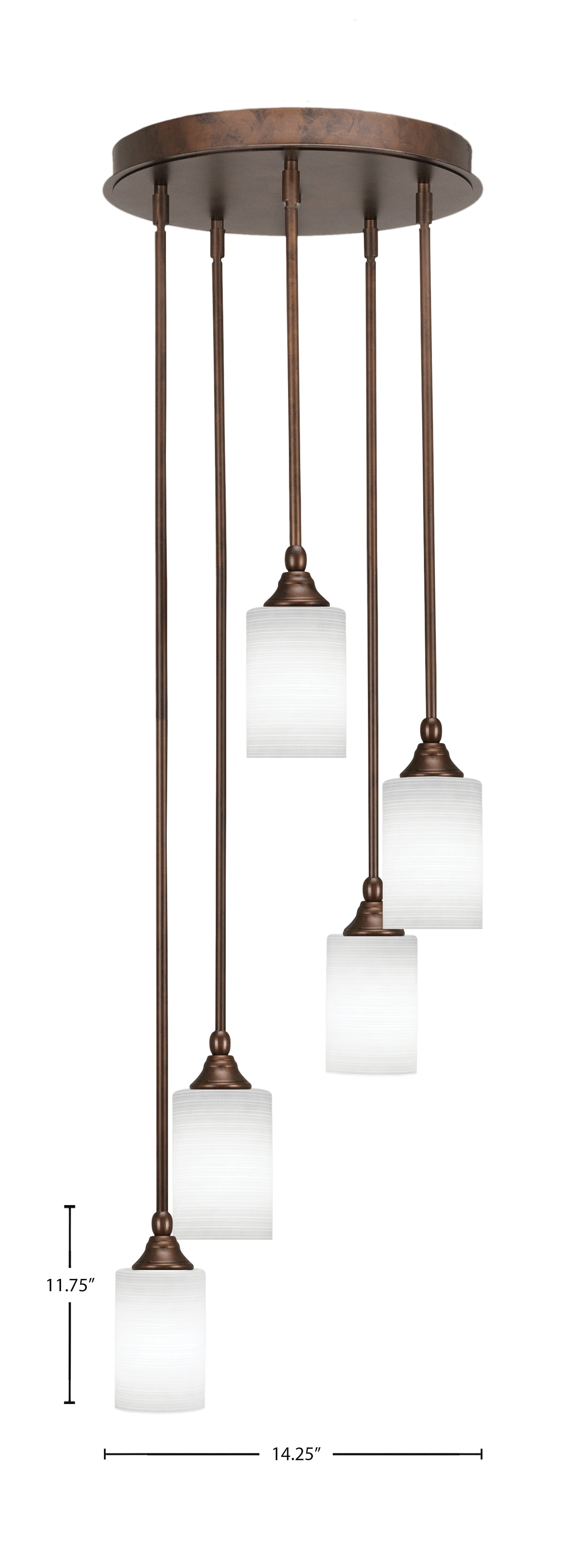 Empire Five Light Pendalier in Bronze with 4" White Matrix Shade