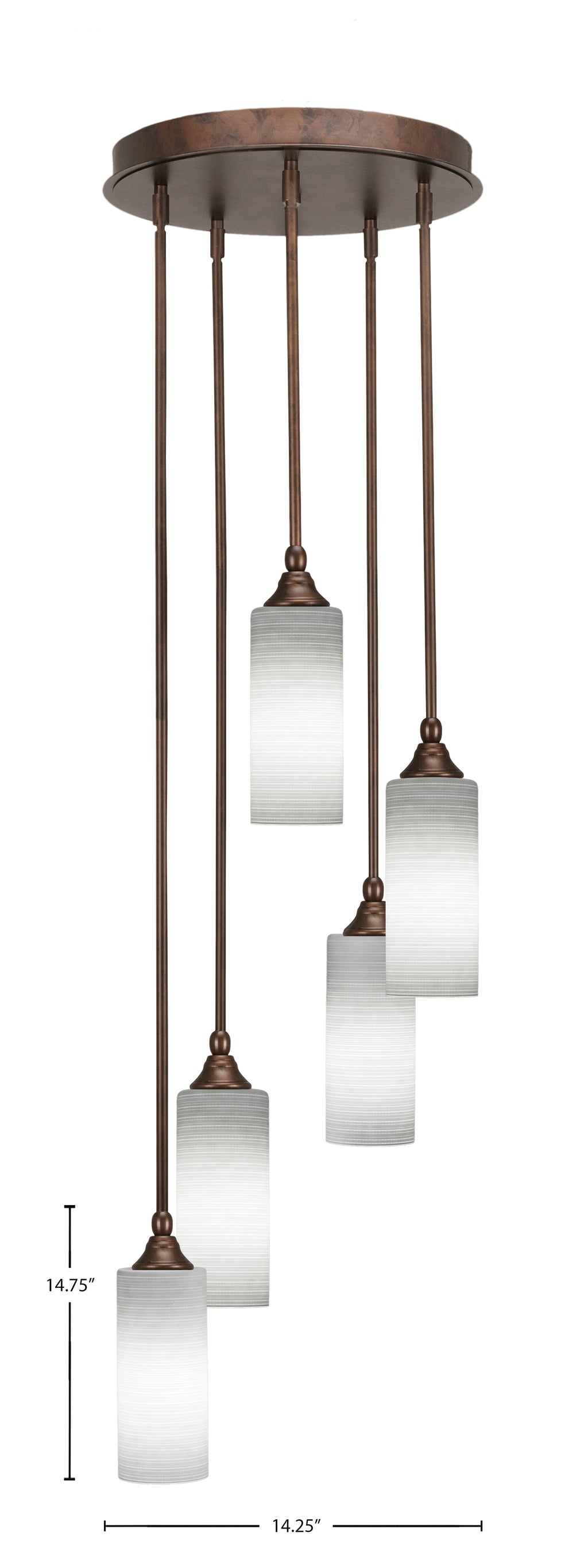 Empire Five Light Pendalier in Bronze with 4" White Matrix Shade