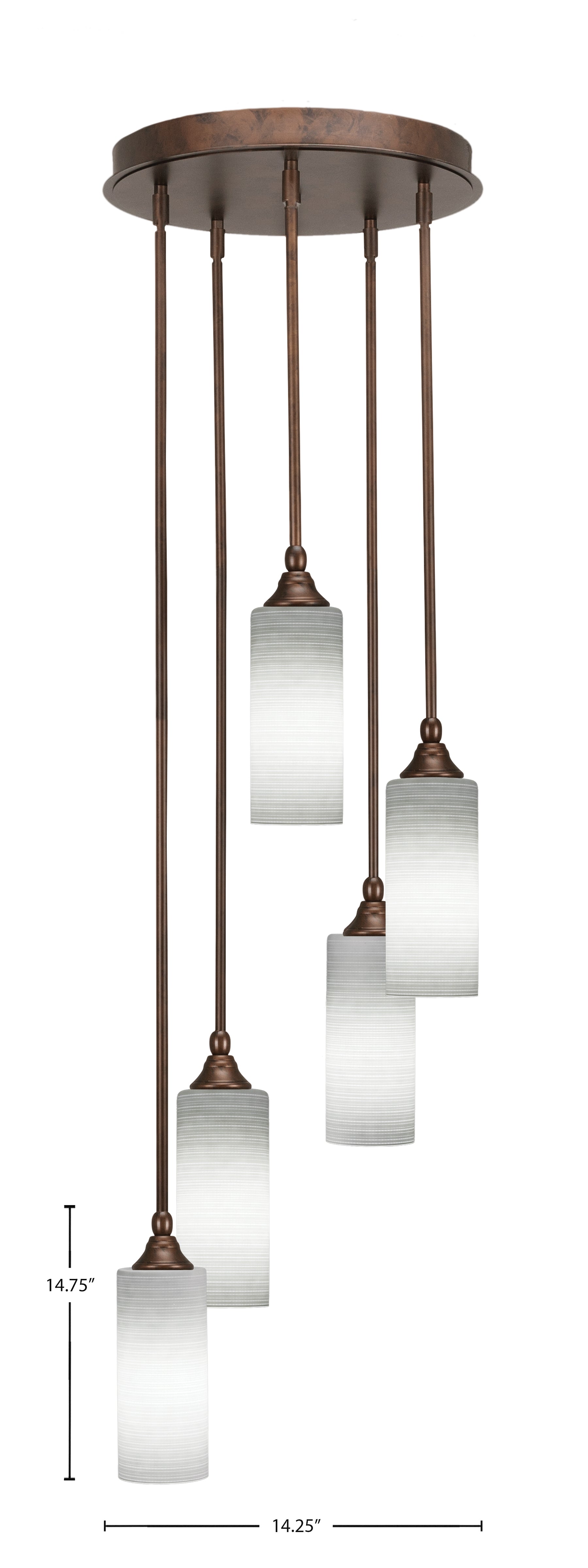 Empire Five Light Pendalier in Bronze with 4" White Matrix Shade