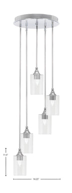 Empire Five Light Pendalier in Chrome with 4" Clear Bubble Shade