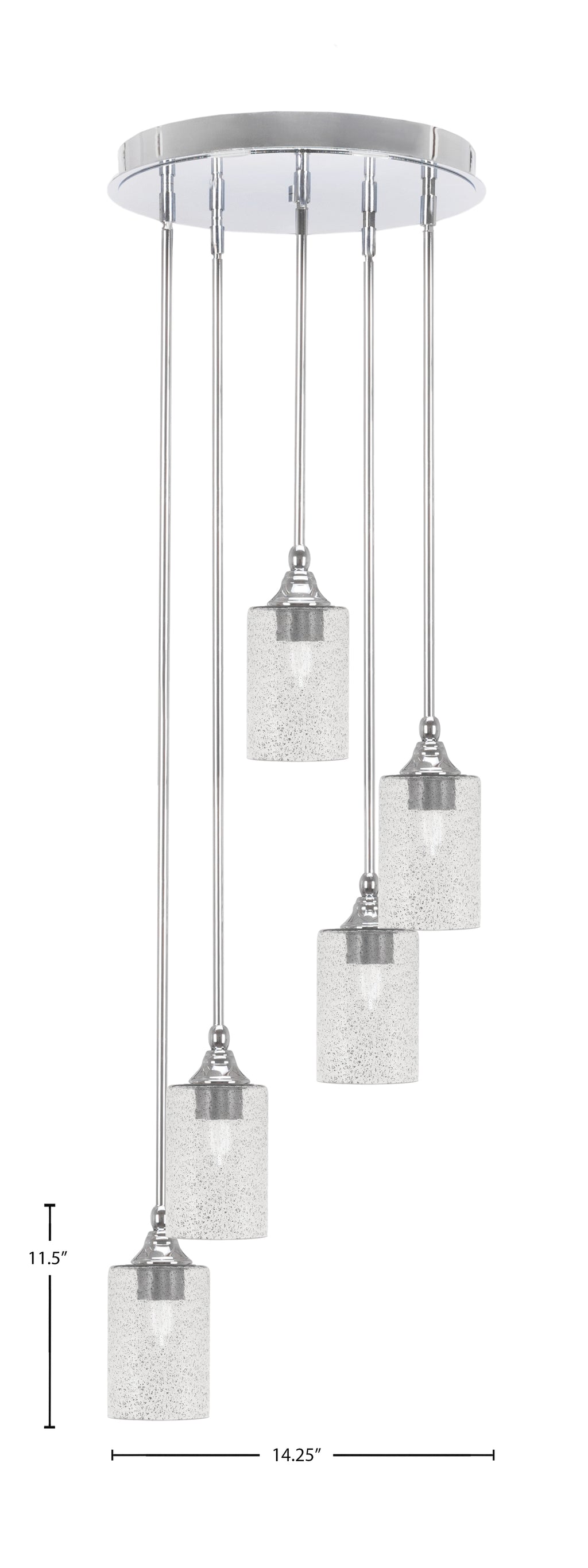 Empire Five Light Pendalier in Chrome with 4" Smoke Bubble Shade