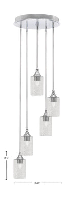 Empire Five Light Pendalier in Chrome with 4" Smoke Bubble Shade