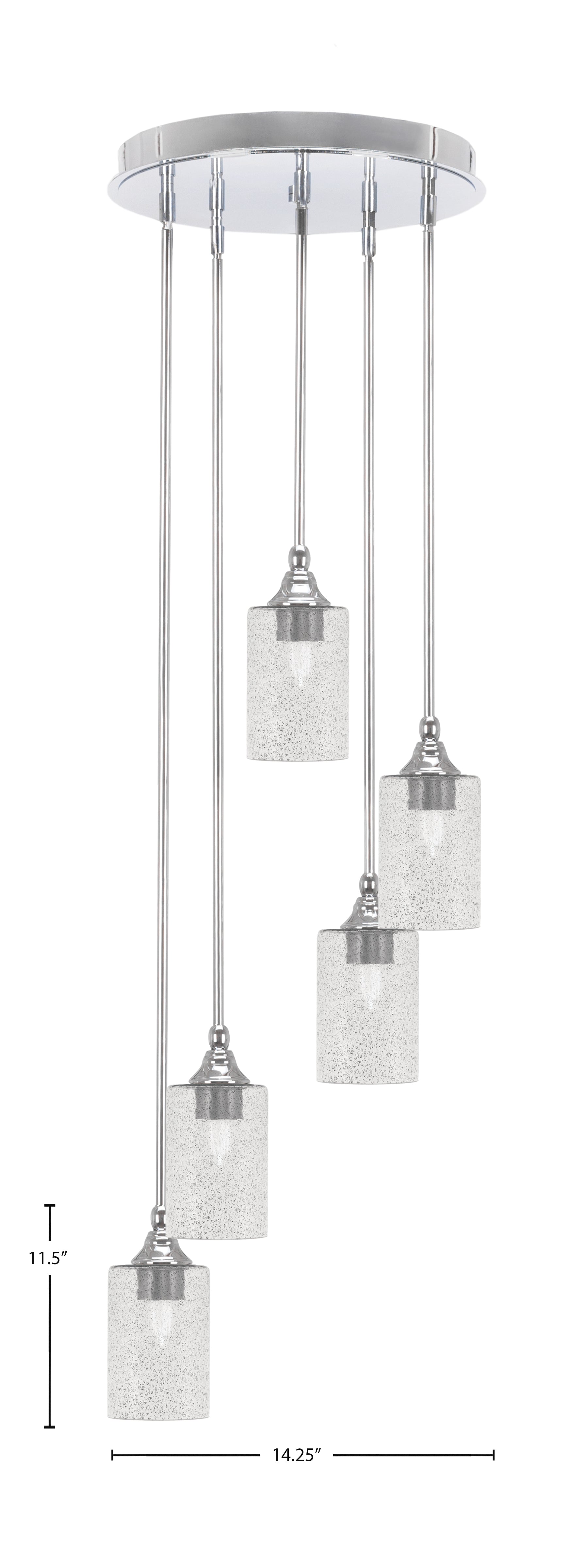 Empire Five Light Pendalier in Chrome with 4" Smoke Bubble Shade