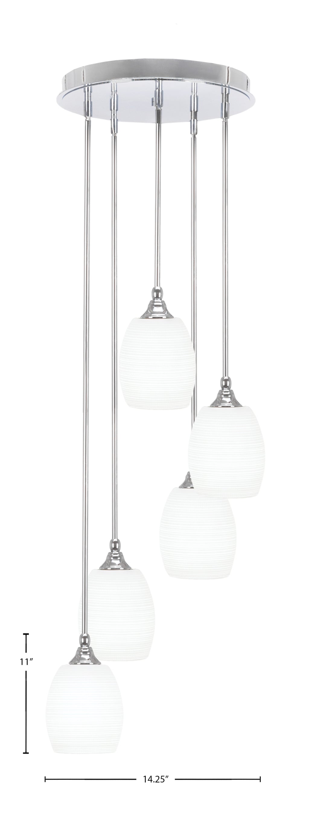 Empire Five Light Pendalier in Chrome with 5" White Matrix Shade