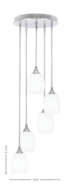 Empire Five Light Pendalier in Chrome with 5" White Matrix Shade