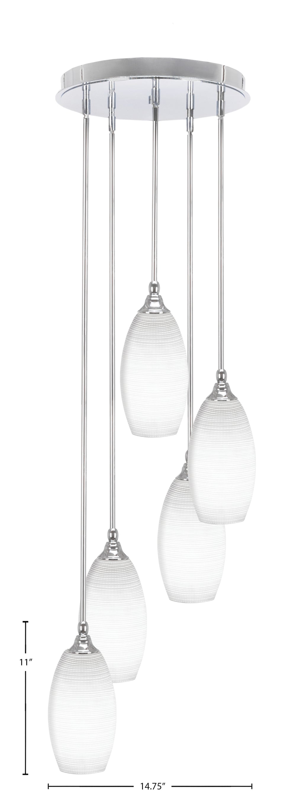 Empire Five Light Pendalier in Chrome with 5.5" White Matrix Shade