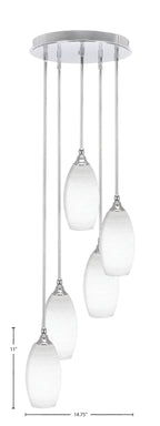 Empire Five Light Pendalier in Chrome with 5.5" White Matrix Shade
