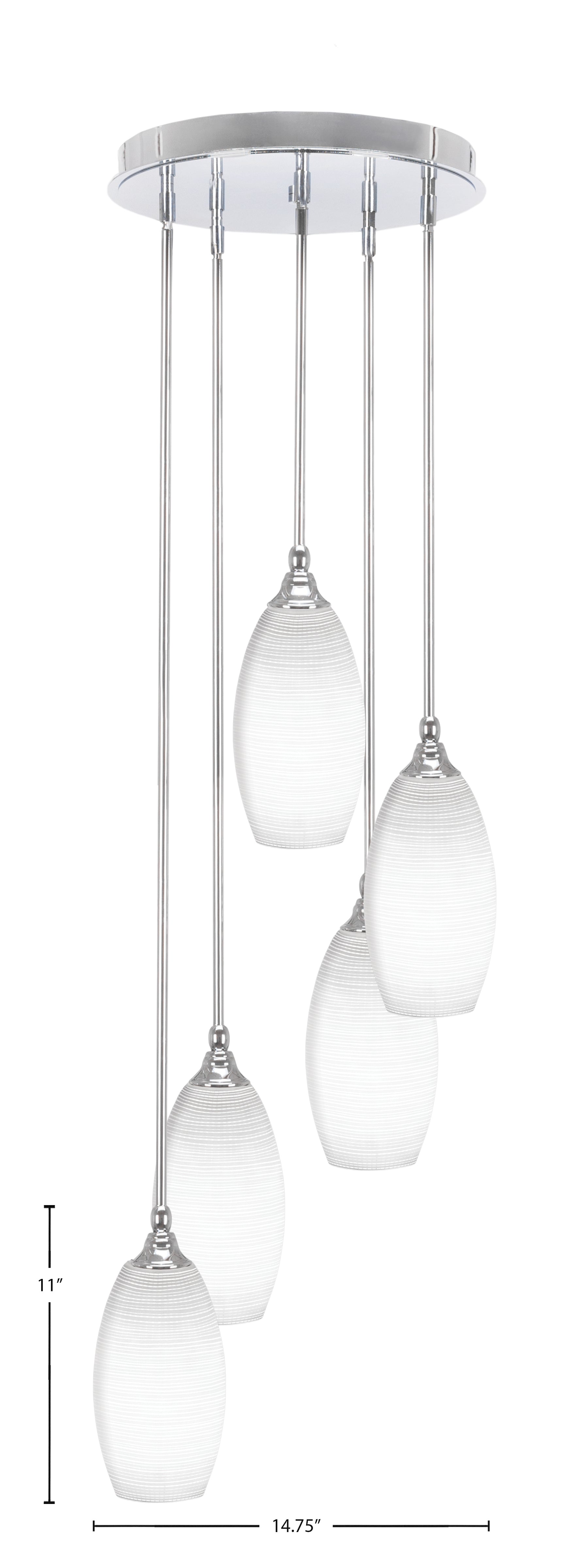 Empire Five Light Pendalier in Chrome with 5.5" White Matrix Shade