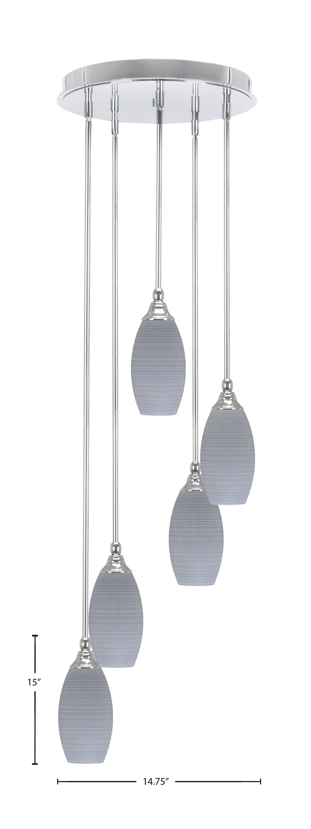 Empire Five Light Pendalier in Chrome with 5.5" Gray Matrix Shade