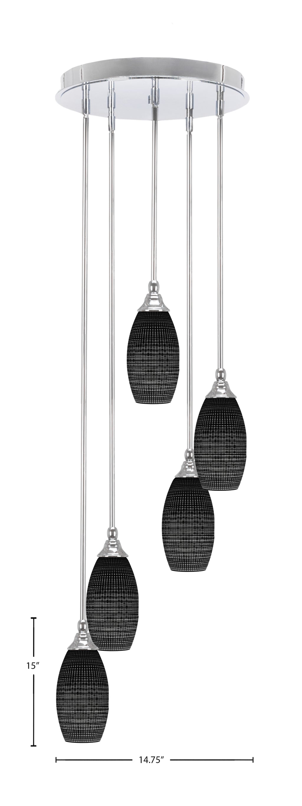 Empire Five Light Pendalier in Chrome with 5.5" Black Matrix Shade