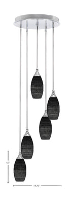 Empire Five Light Pendalier in Chrome with 5.5" Black Matrix Shade