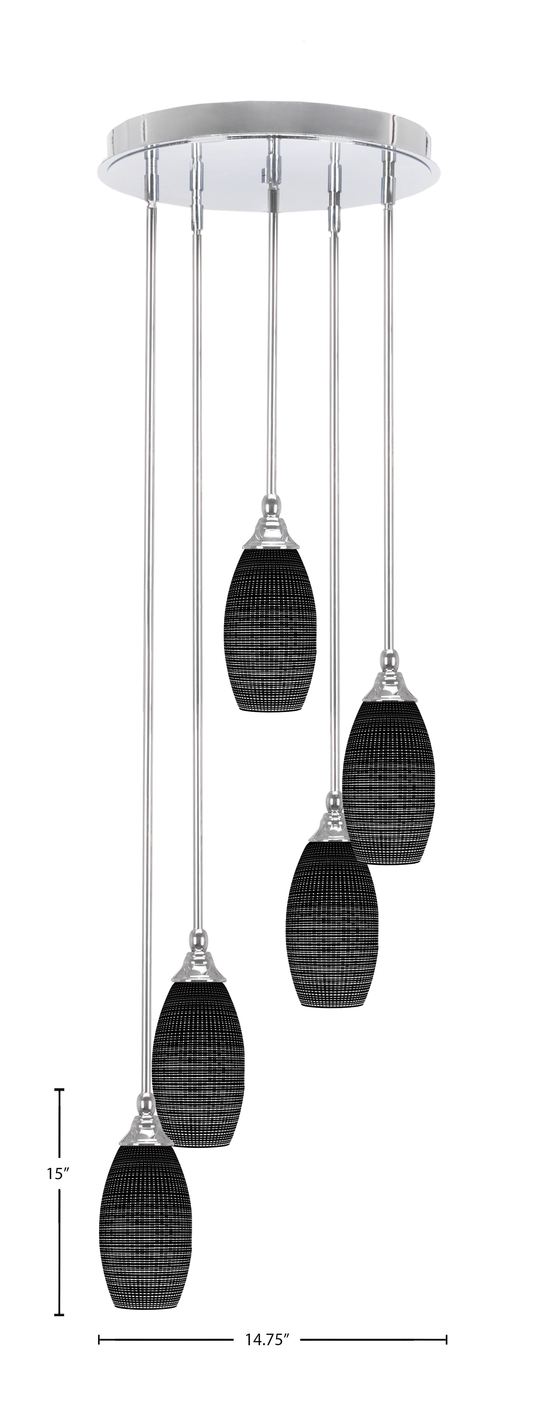 Empire Five Light Pendalier in Chrome with 5.5" Black Matrix Shade