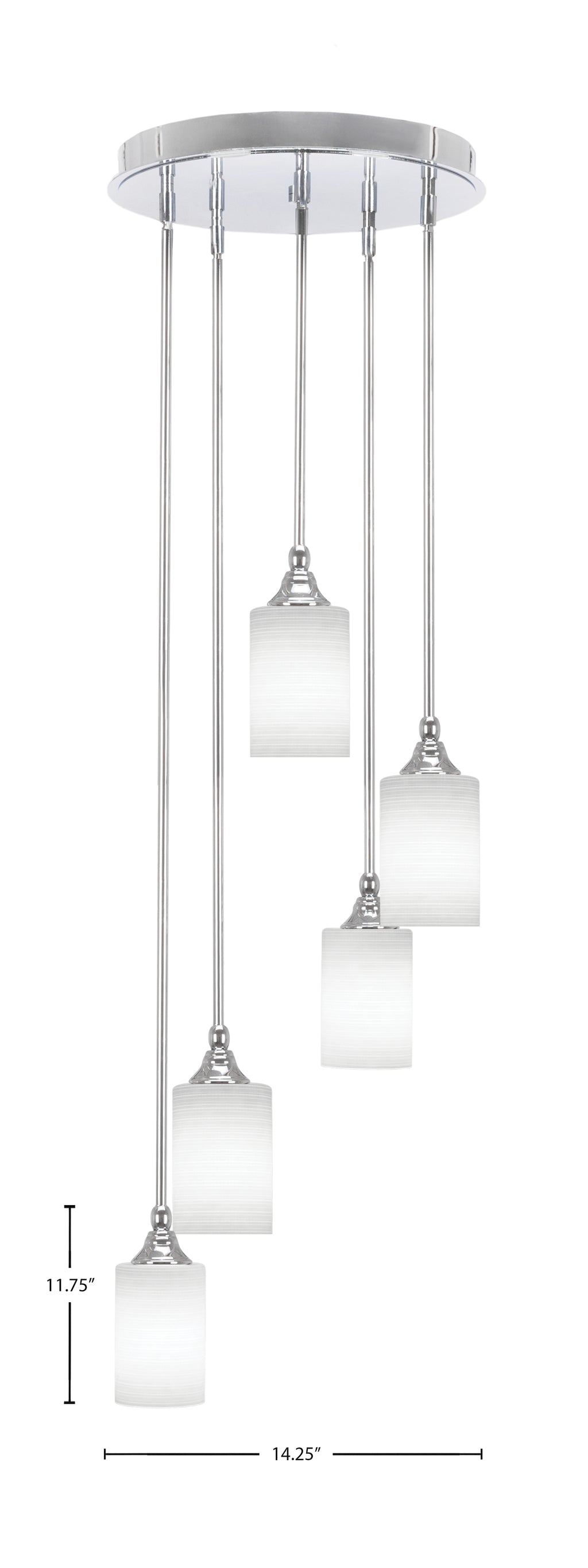 Empire Five Light Pendalier in Chrome with 4" White Matrix Shade
