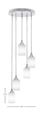 Empire Five Light Pendalier in Chrome with 4" White Matrix Shade