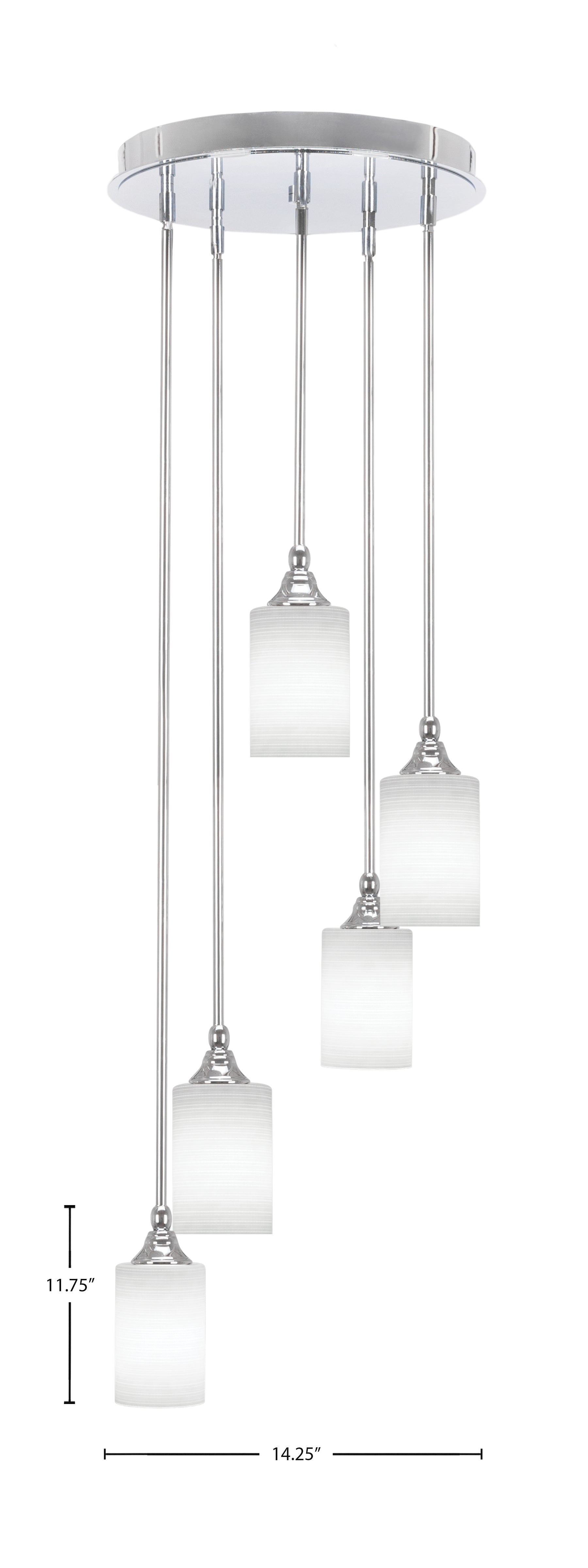 Empire Five Light Pendalier in Chrome with 4" White Matrix Shade
