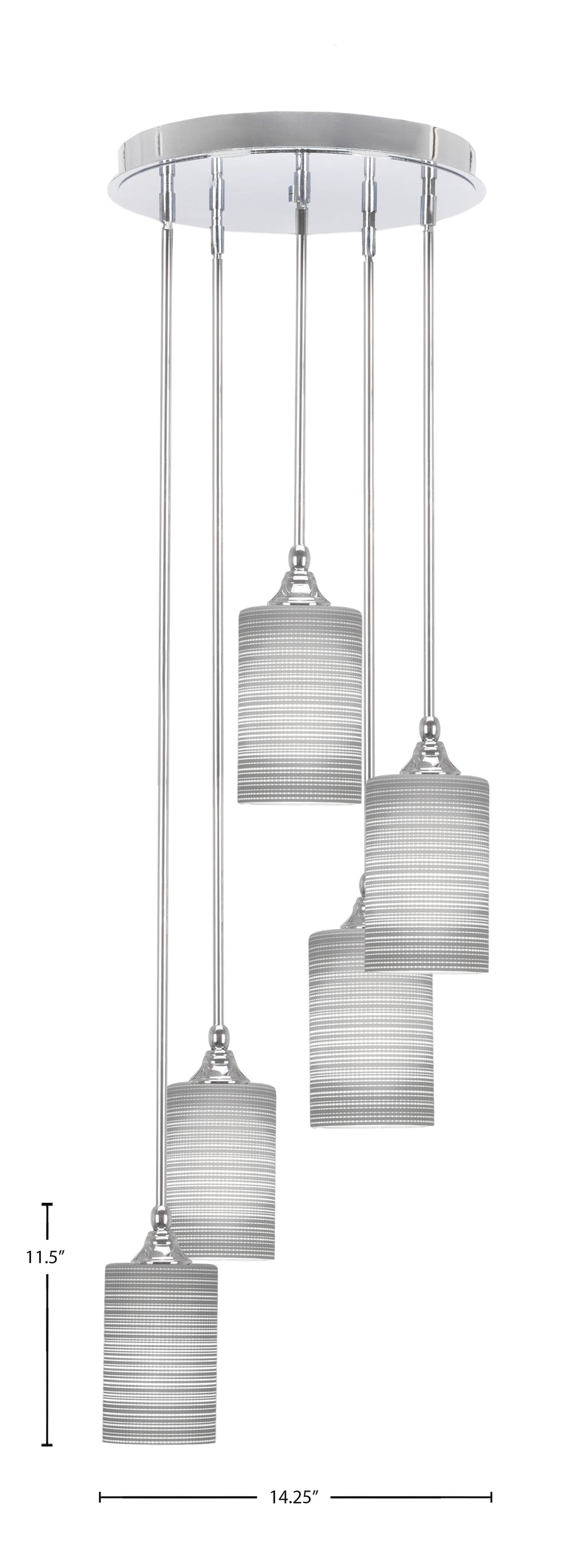 Empire Five Light Pendalier in Chrome with 4" Gray Matrix Shade