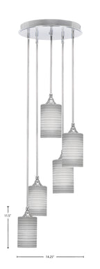 Empire Five Light Pendalier in Chrome with 4" Gray Matrix Shade