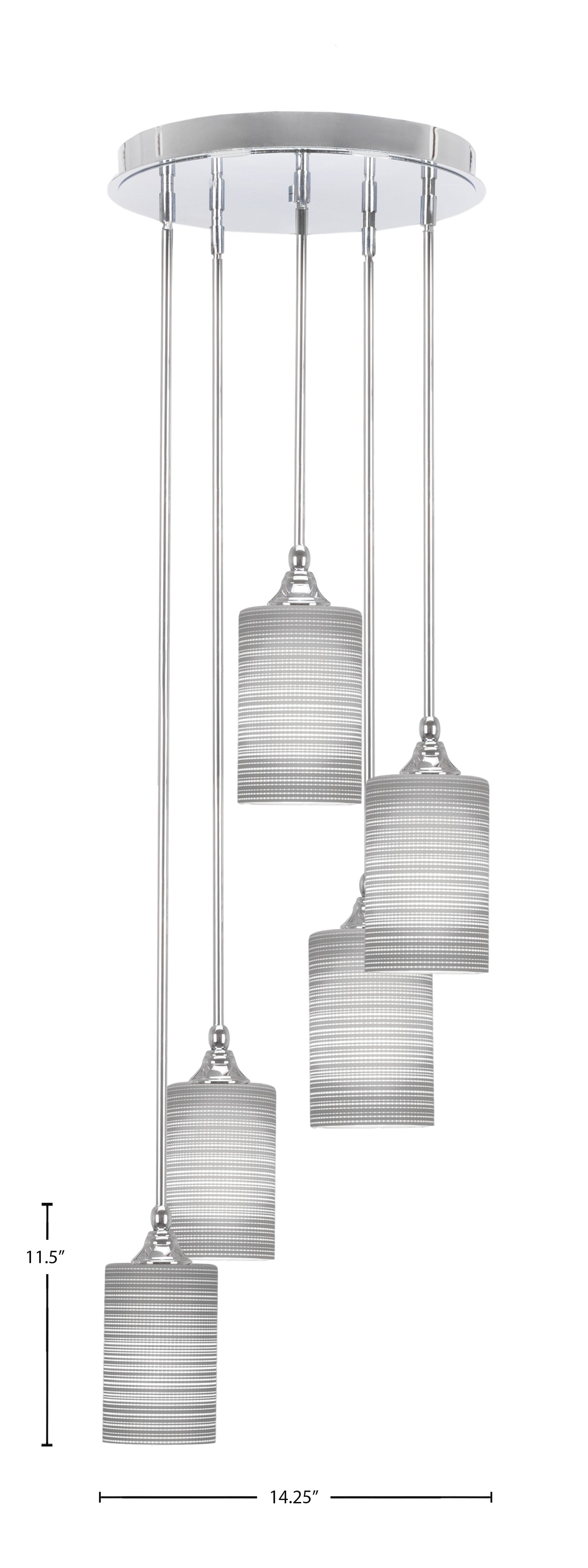 Empire Five Light Pendalier in Chrome with 4" Gray Matrix Shade